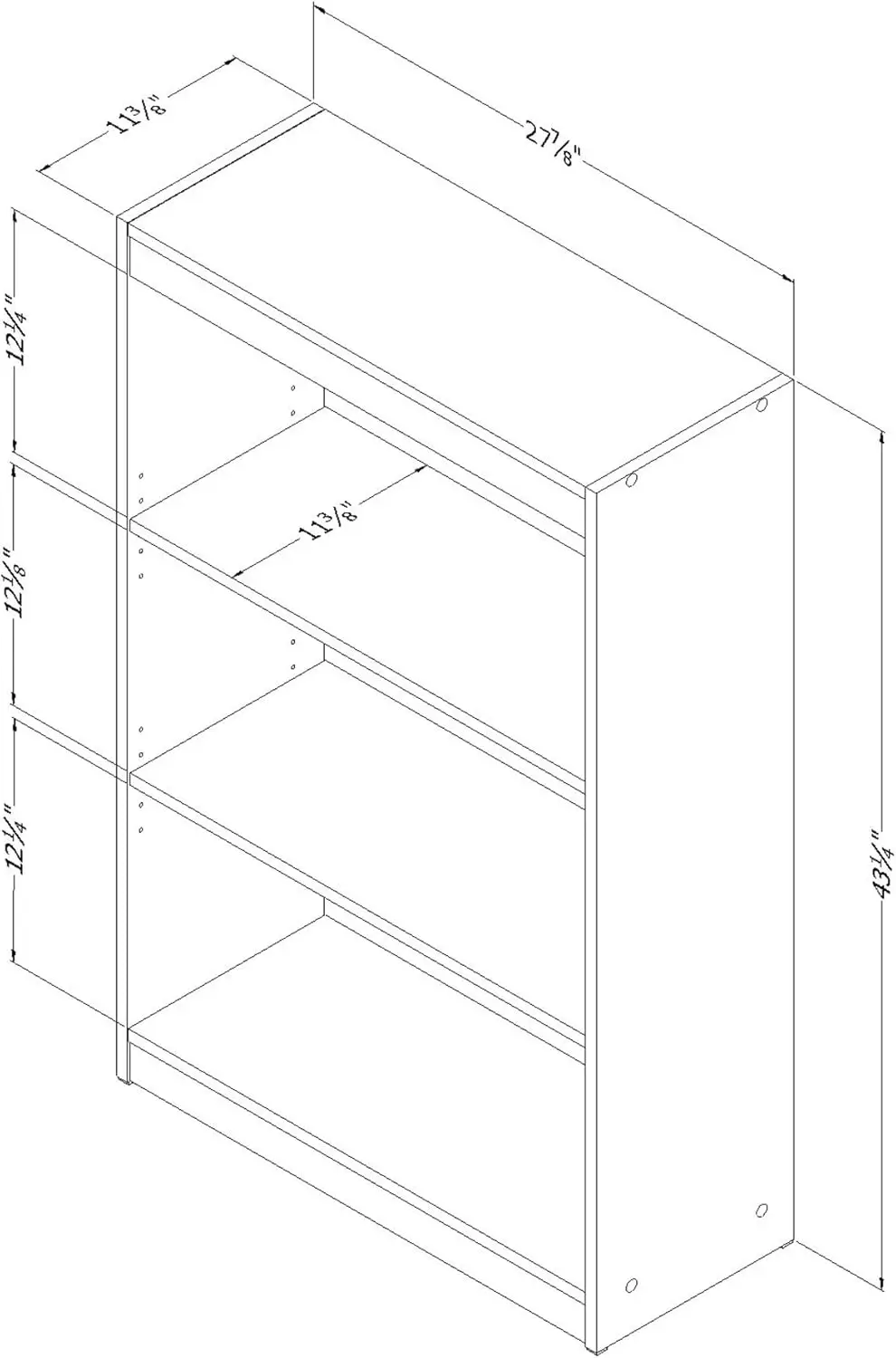 Axess 3-Shelf Bookcase, Pure White