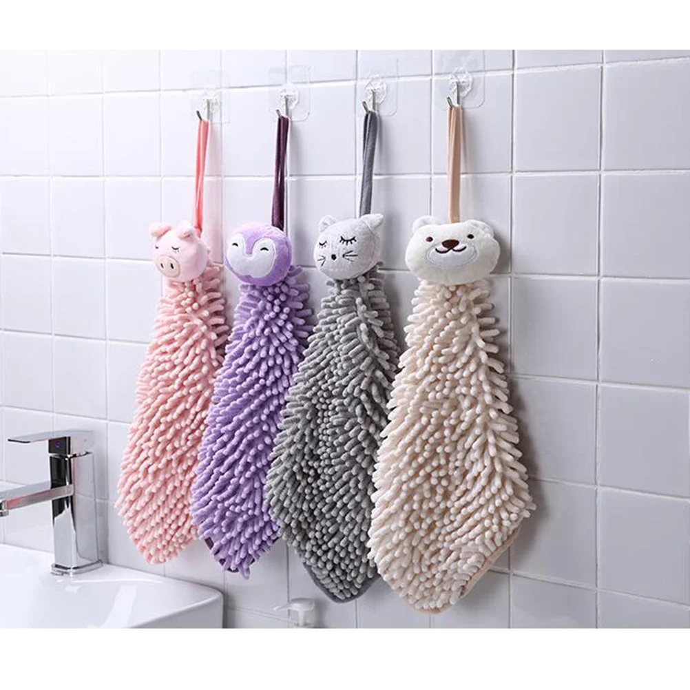 

Hanging Square Towel Microfiber Thick Hand Towel For Bathroom Kitchen Kids Soft Quick-Dry Creative Pet Design Grey Home