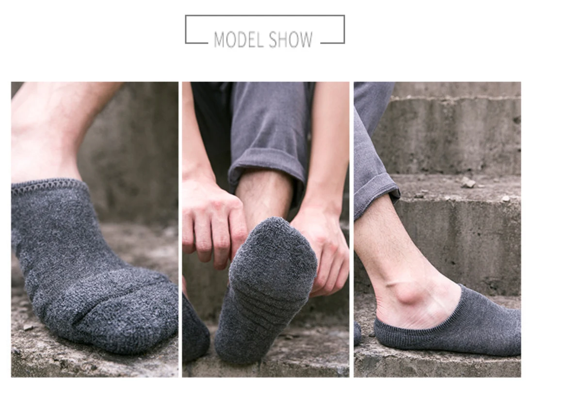 5 Paare/los Männer Handtuch Unten Boot Socken Sport Schweiß Atmen Silikon Anti-Slip Unsichtbare Socken Frühling Sommer Neue Mode – Detail 3