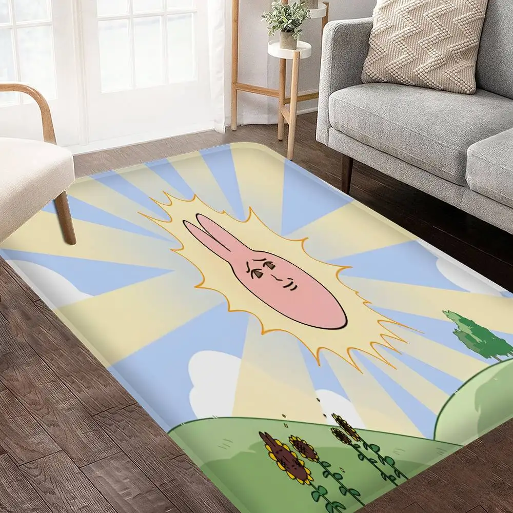 My F-Friend Pink Rabbit Funny Anime Floor Mat INS Style Soft Bedroom Floor House Laundry Room Mat Anti-skid Household Carpets
