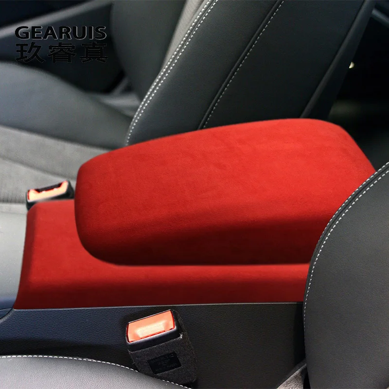 For Audi A3 8V S3 2013-2020 Suede leather Car Wrapping ABS Car Arm Rest Center Console Lid Cover Armrest Storage Box Pads Trim