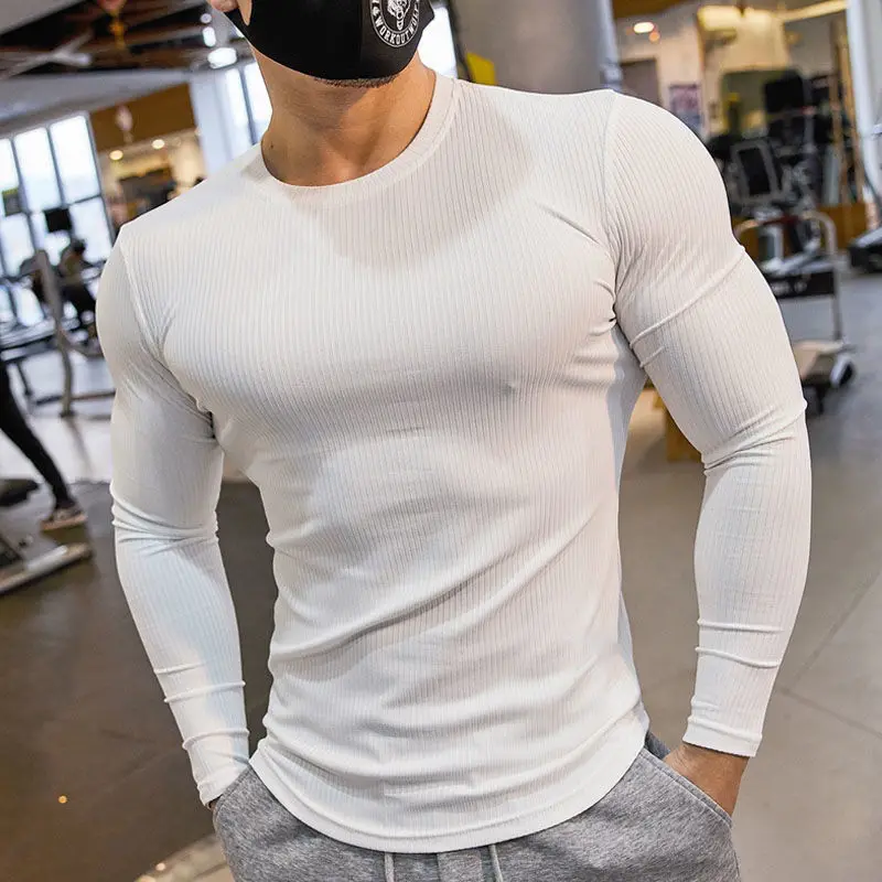 Round Neck Solid Color Pullover Long Sleeve Men\'s Clothing Spring Autumn Casual Fashion T-shirt England Style Comfortable Tops