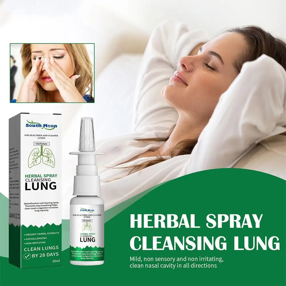 20ml Lung Detox Herbal Cleanser Spray For Smokers Clear Nasal Congestion Anti Snoring Solution Stop Snore Relief Spray Nose