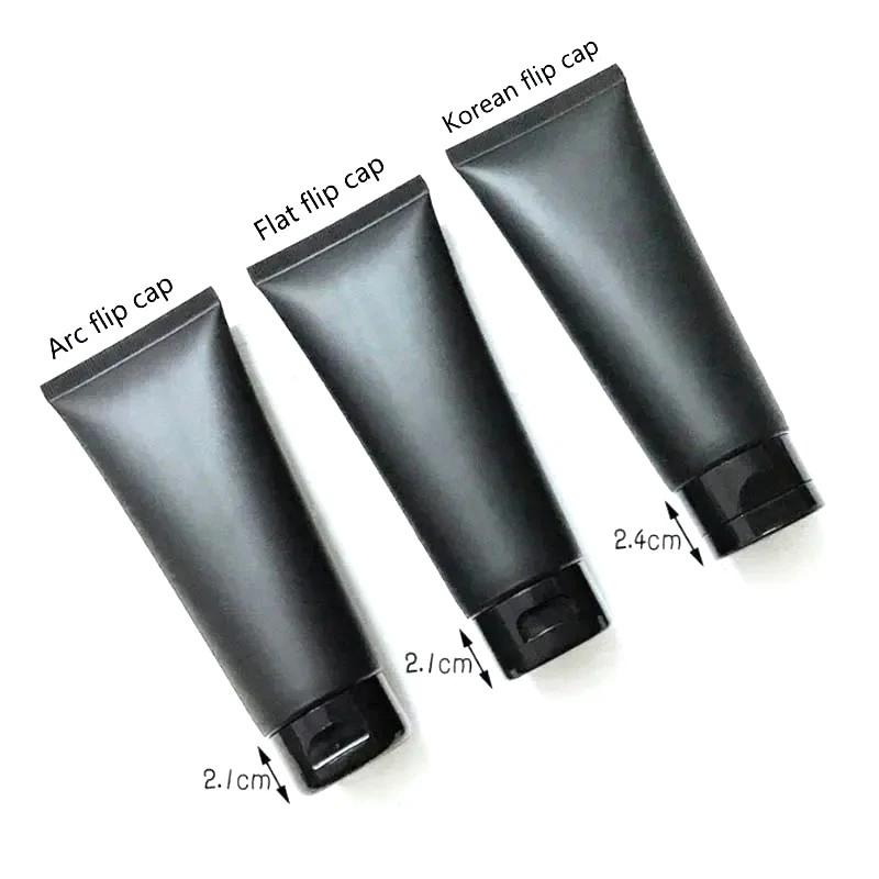 5Pcs 100ml Empty Matte Black Tubes With Flip Caps Refillable Face Cream Containers Frosted Plastic Makeup Bottles For Travel