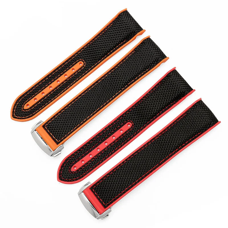 Fabric Nylon Rubber Men WatchBand For Omega Seamaster 300 Ocean Speedmaster 8900 Planet Ocean Curved end Strap 21mm 20mm 22mm