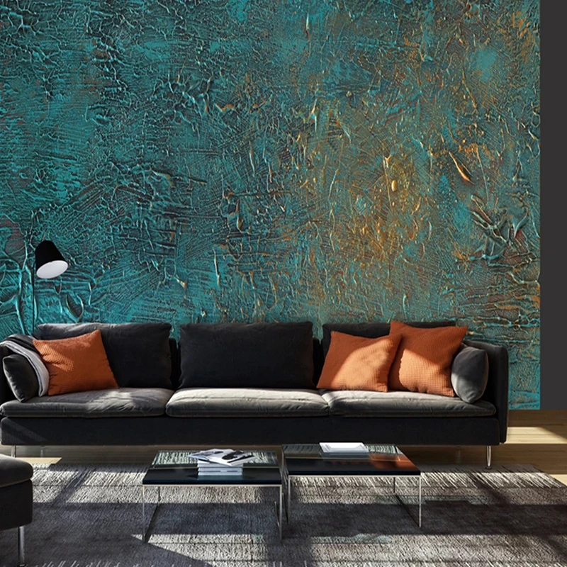 

Blue Metal Relief Texture Industrial Style Background Wall Decorative Painting Sticker Papel De Parede For Living Room Bedroom