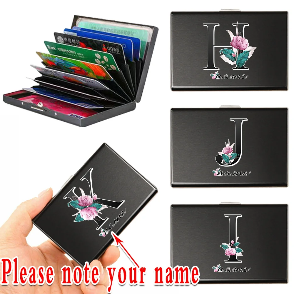 Customized Name Card Holder Men RFID Aluminum Metal Slim Wallet Anti-scan Credit Card Holder Business Thin ID Card Case Purse