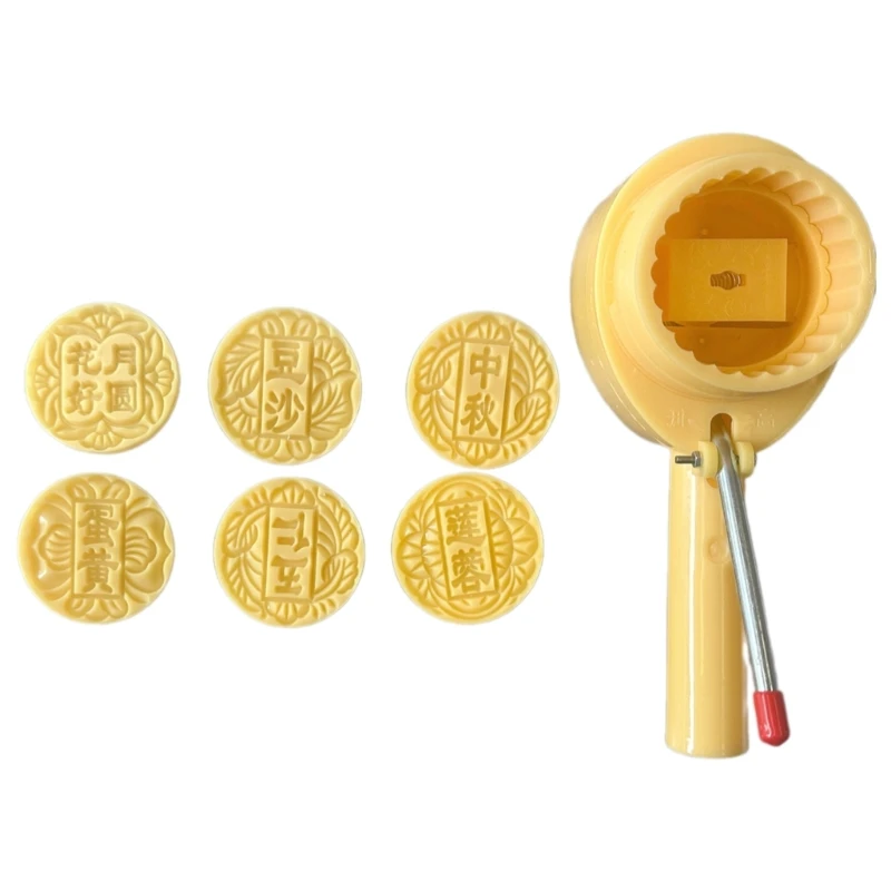 Portable Mooncakes Molds with 6 Stamp Efficient Baking Accessory 100g Mooncakes Press with 6 Stamp for Festival Treats