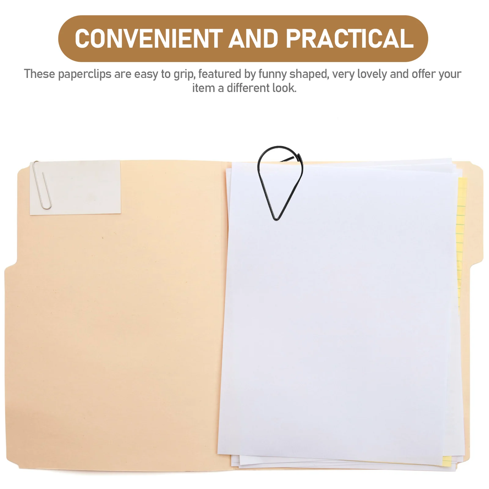 

100Pcs Funny Shaped Paper Clips Metal Paperclips for Office Document File Clips Decorative Small Paper Clamp