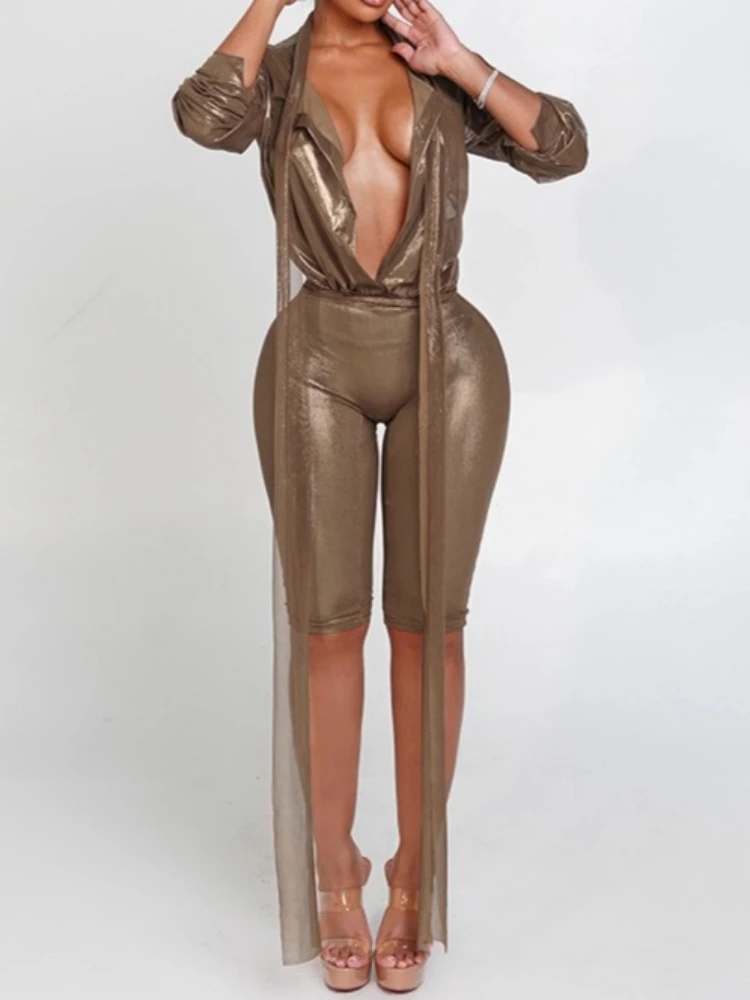 

SsTss Women's 2 Piece Set Sexy See Through Mesh Ribbon Long Sleeve Top and Slim Knee Length Pencil Pants Matching Suits Outfits