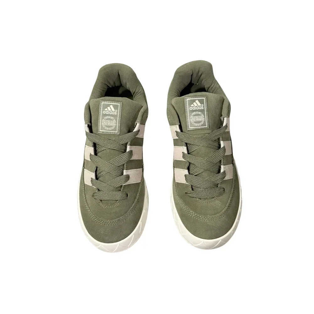 Adidas Originals Adimatic ผู้หญิงและผู้ชายสีเขียวสีเทา Anti-SLIP อินเทรนด์ Retro เยอรมันรองเท้า Shark Bread รองเท้า IE9864