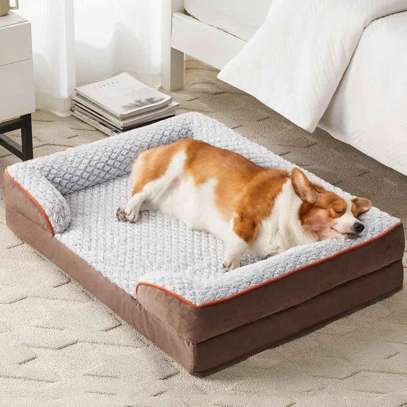 Orthopedic Large Bed, Sofa  Bed Large Sized with Egg Crate Foam, Large  Bed with Removable Washable Pillow Cover,