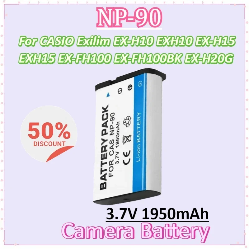 

NP-90 3.7V 1950mAh NP90 CNP-90 CNP90 Camera Battery for CASIO Exilim EX-H10 EXH10 EX-H15 EXH15 EX-FH100 EX-FH100BK EX-H20G
