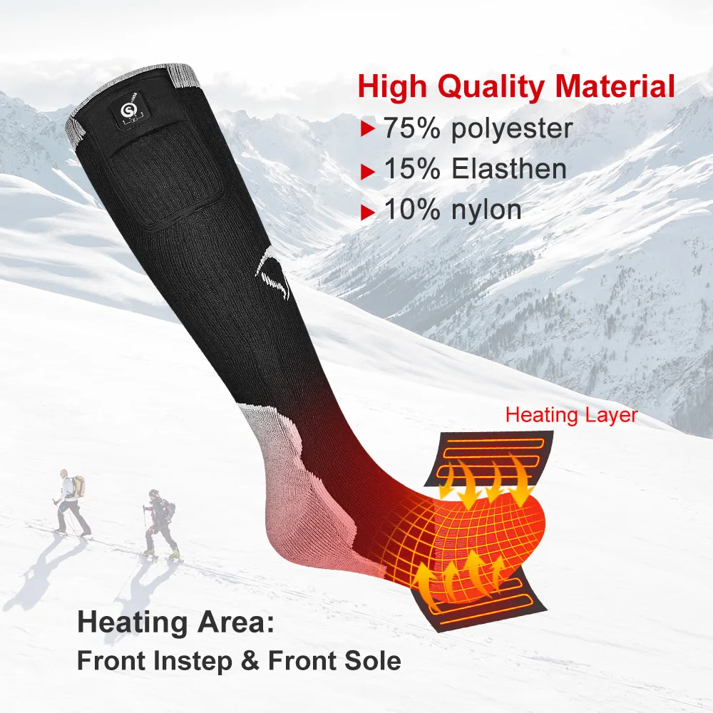 Cabin Style Plush Thick Winter Warm Indoor Outdoor Snow Cold Weather Long Duration Heating Heated Socks