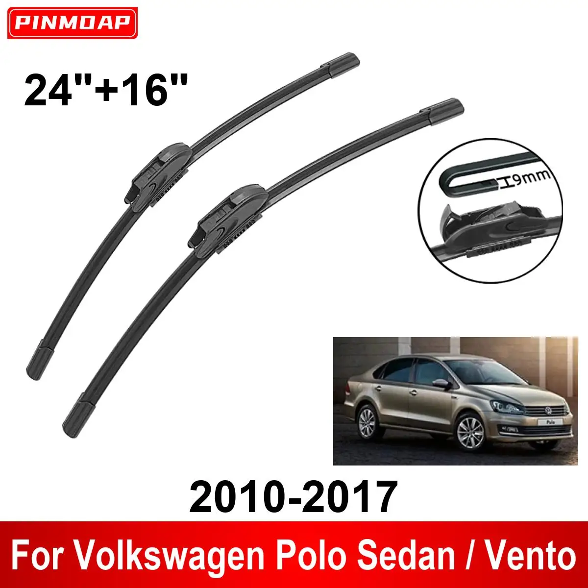 

Car Wiper for Volkswagen Polo Sedan / Vento 2010-2017 24" + 16" Front Rear Wiper Blades Brushes Cutter Accessories 2016 2017