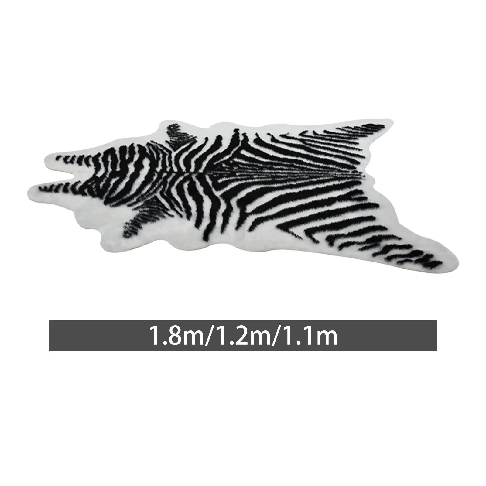 Faux Zebra Print Rug Polyester Easy Clean Carpet Mat for Office Indoor Study