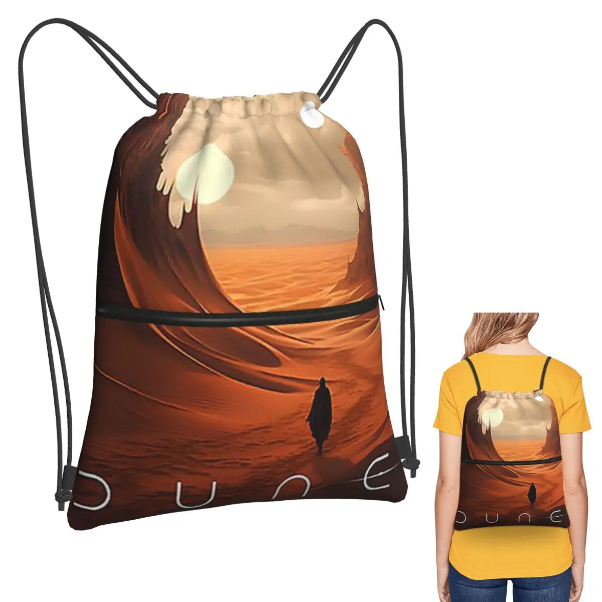 

Dune 2020 Fan Art Backpacks Multi-function Drawstring Bags Sundries Bag Book Bags for Man Woman Students