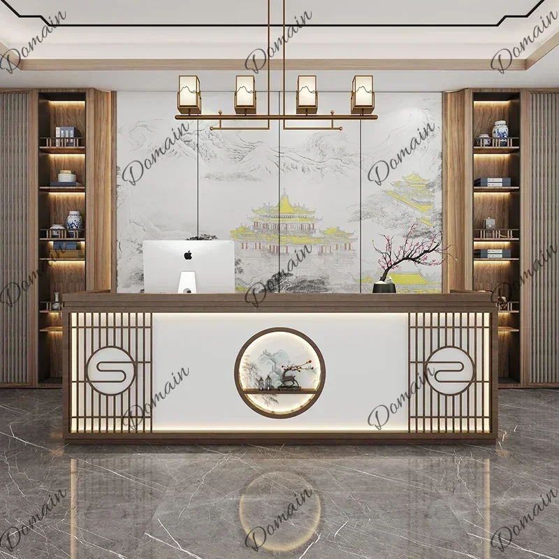 X European Information Store Reception Desk Check Out Simple Counter Standing Reception Replica Desk Lectern Trendy Furniture
