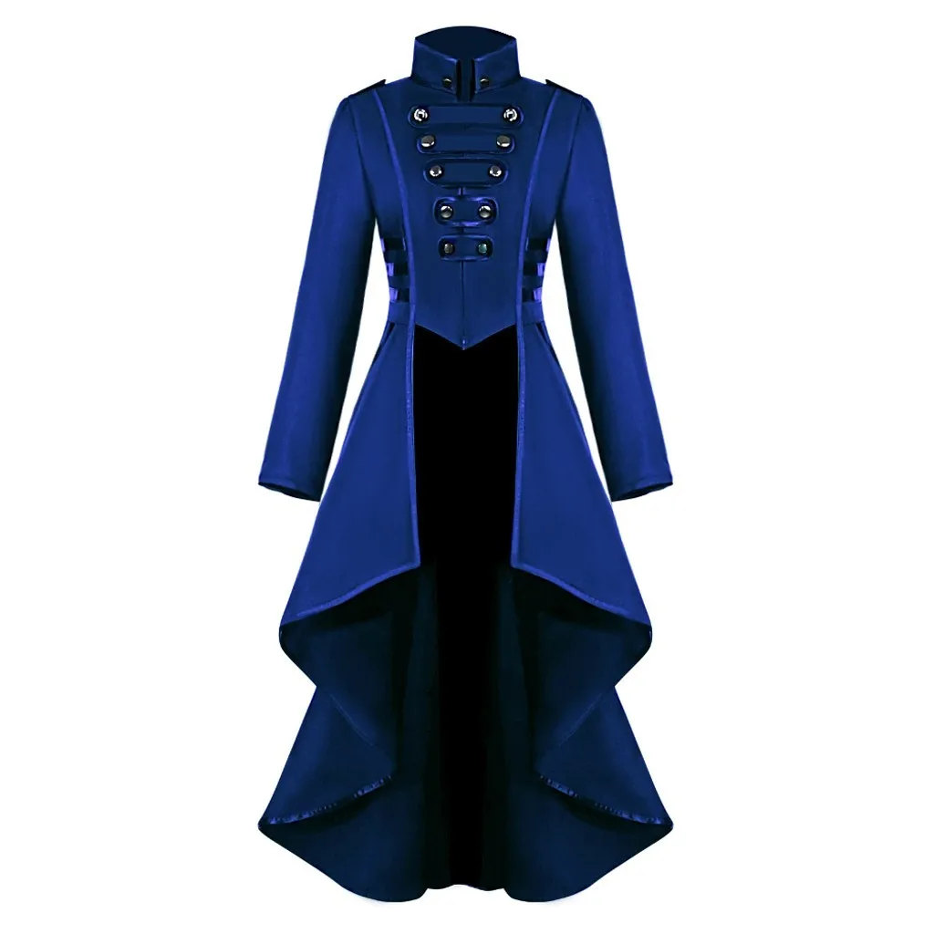 Gothic Opstaande Kraag Lange Mouw Onregelmatige Zwaluwstaart Rok Zoom Jassen Mode Vrouwen Vintage Steampunk Jas Jas Punk Jack