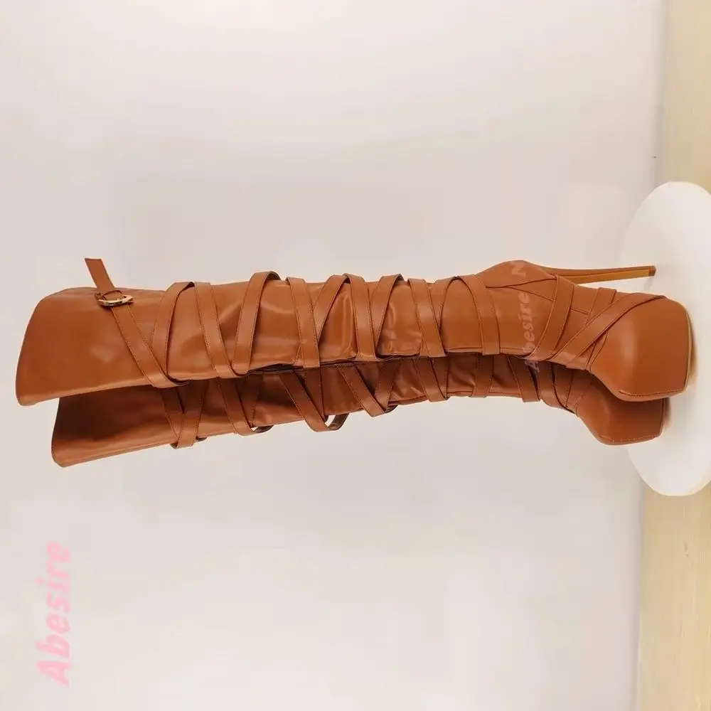 

Новые женские коричневые ботинки на платформе с перекрестной шнуровкой, на высоком каблуке-шпильке, с круглым носком, в стиле ретро, с боковой молнией, для уличного стиля