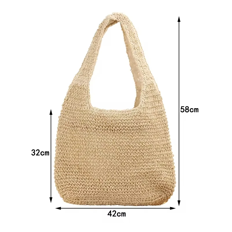 Fashion Straw Women Shoulder Bags Paper Woven Female Handbags Large Capacity Summer Beach Straw Bags Casual Tote Purses