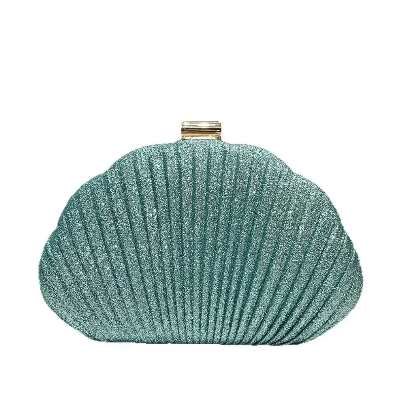 

New Ladies Mint Green Shiny Shell Cluth for Women Fashionable Simple Evening Elegant Prom Party Shaped Dinner Handbag Purse