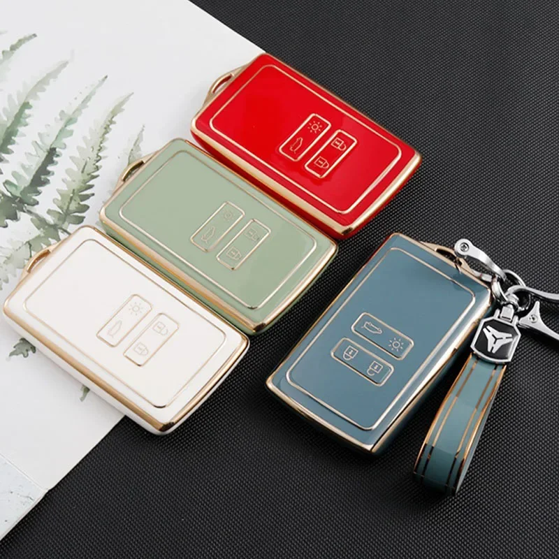 

For Renault Kadjar Megane Koleos QM5 QM6,Soft TPU Car Remote Key Fob Protective Cover Case Shell Holder with Keychain Accessorie