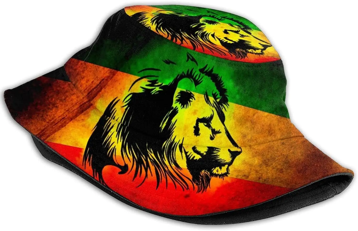 Jamaican Lion Flag Bucket Hats Unisex Sun Hat Fisherman Cap Reversible for Women and Men, for Outdoor Summer Hiking Beac