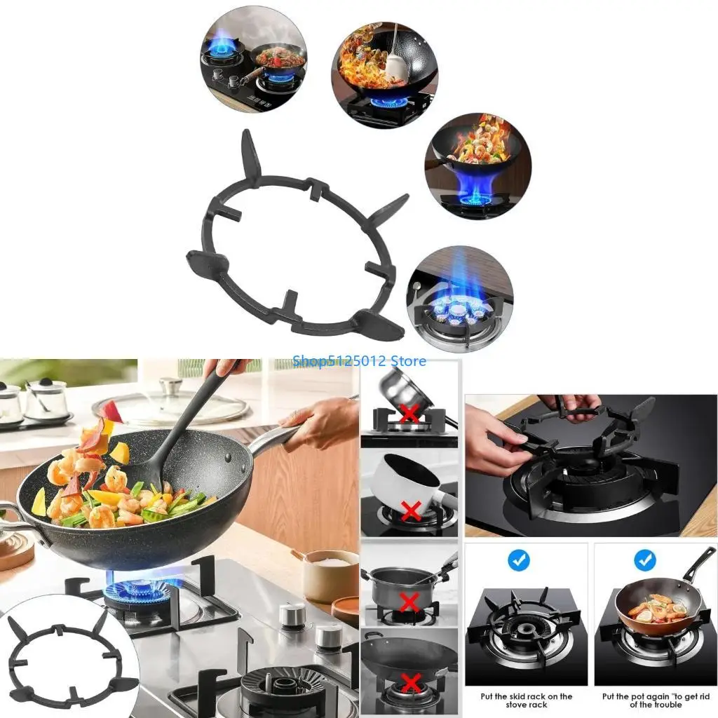 G8TC Kitchen Wok Support Rings Cast Iron Cookware Stabilizer Gas Hob Pans Holder Iron Stove Rack Suitable for Even Heating