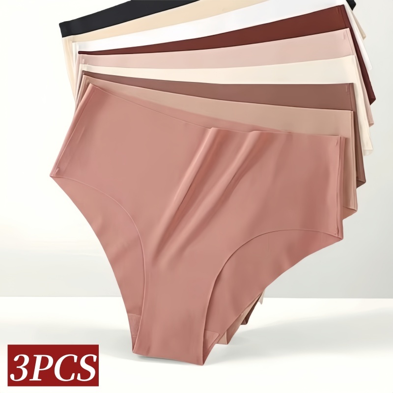  3Pcs/Set Ice Silk Panties Women Briefs Underwear Female High Waist Panties Summer Soft Glossy Underpants Sexy Lingerie 
