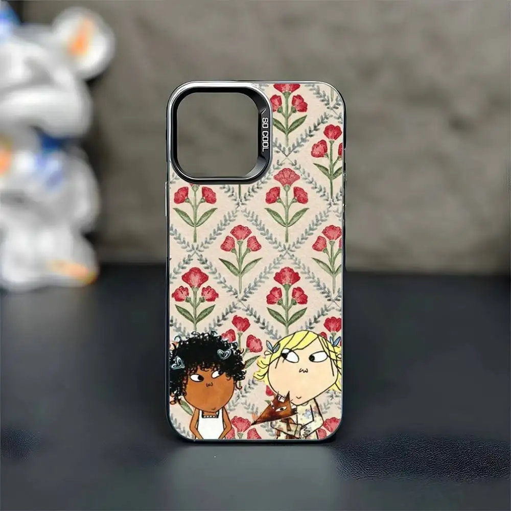 C-Charlie And L-Lola Anime Phone Case For iPhone17,16,15,14,13,12,11 Plus,Pro Max Black Matte Shockproof Cover