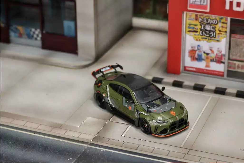 

1:64 BMW G82 M4 Widebody "Gundam" Military Green Diecast Car Model APA XPO Event Edition In Stock Ready To Ship