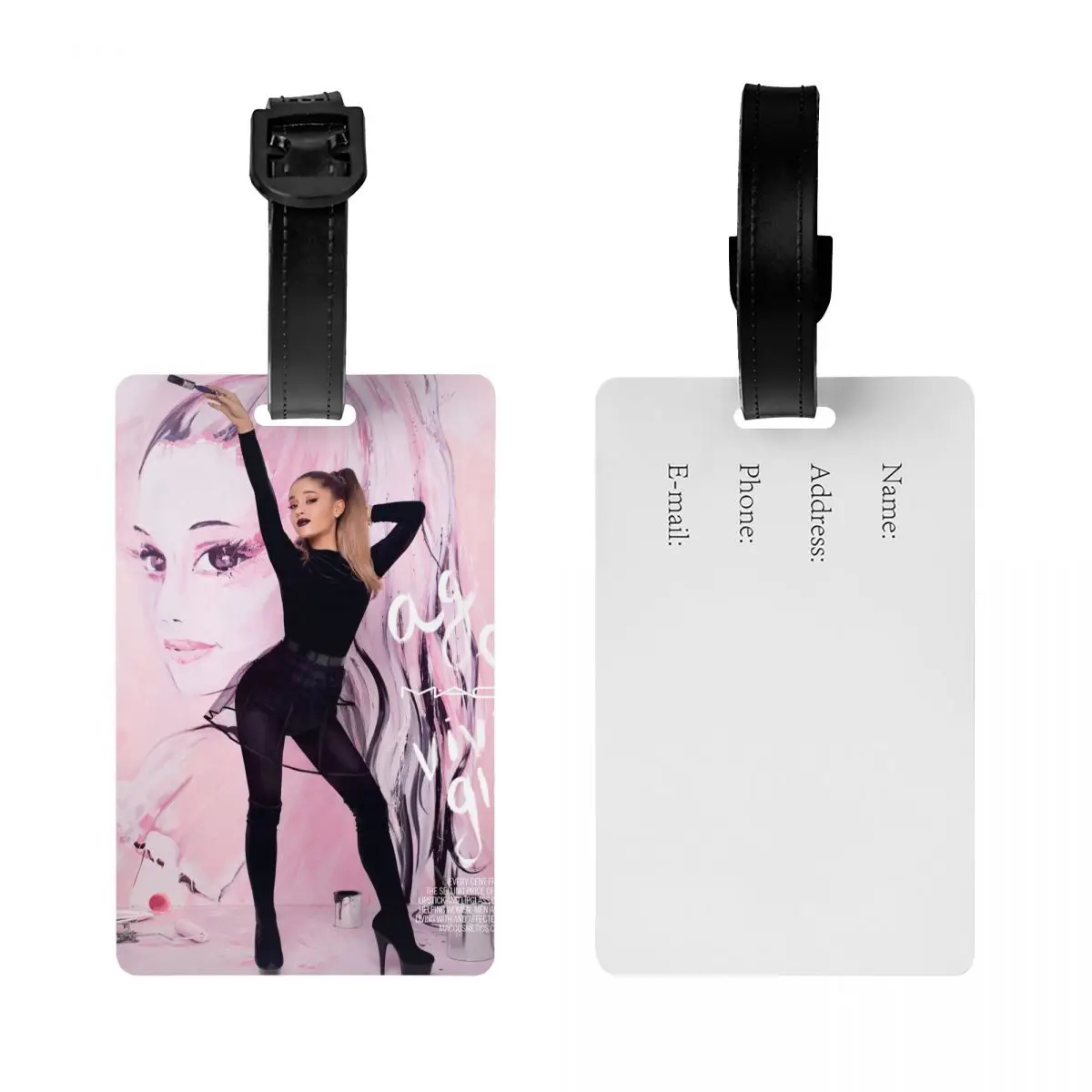 Custom Ariana Grande American Singe Luggage Tags for Travel Suitcase Pop Music Privacy Cover Name ID Card