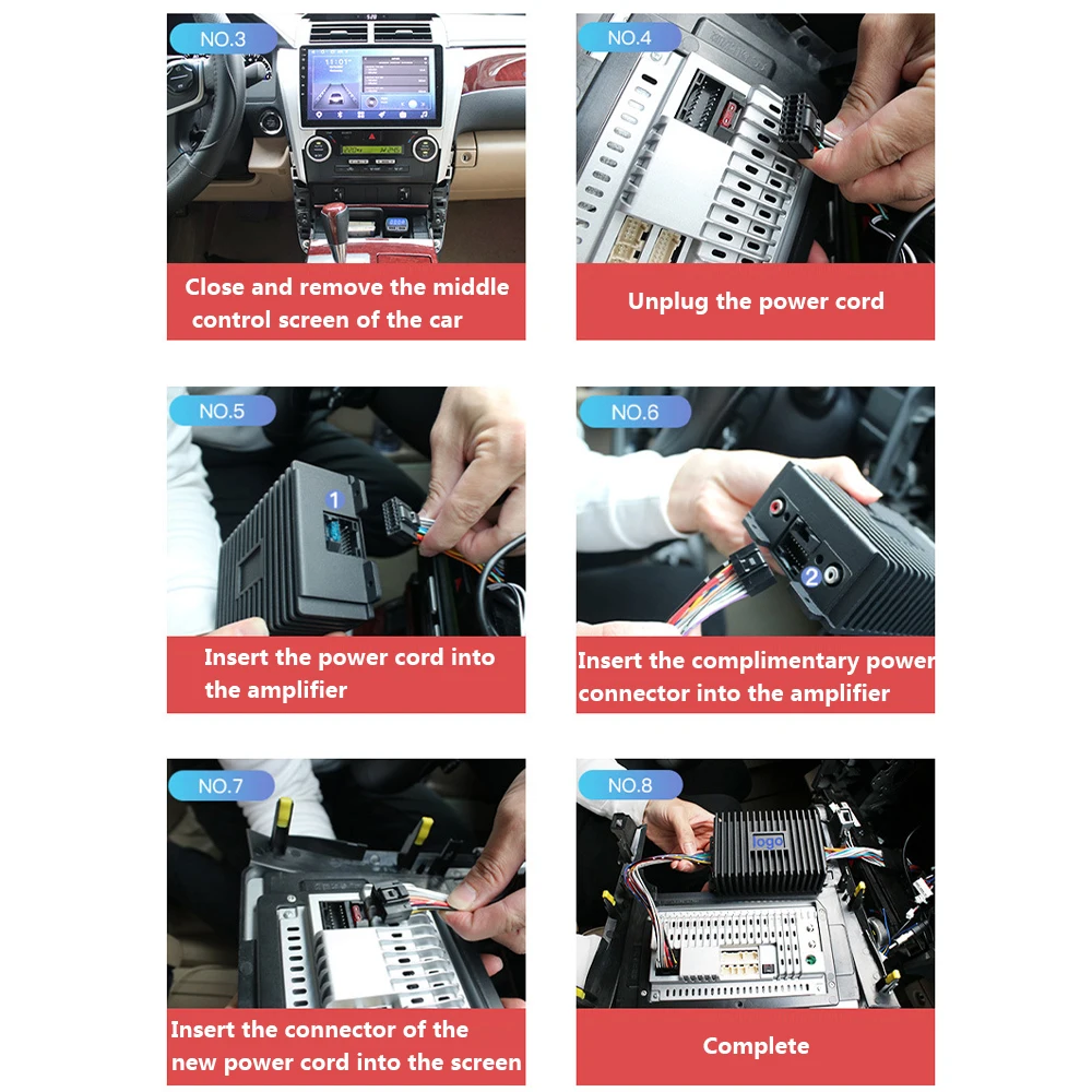 Podofo HIFI Professional DSP Amplifier RY-125AB Audio Stereo 4*80W High Fidelity Power for Car or Home Video System