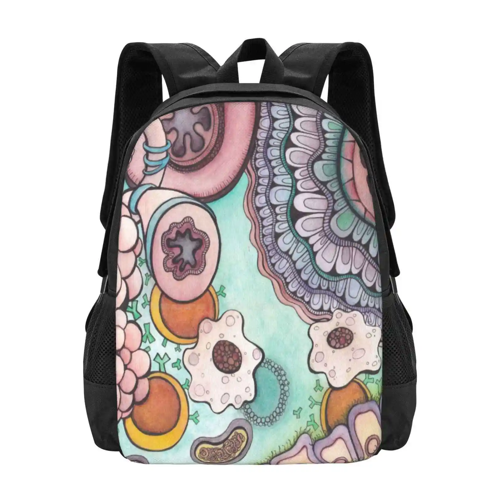 Bronchiole Hot Sale Schoolbag Backpack Fashion Bags Watercolour Inktense Lungs Breathing Medical Biology Science Geeky