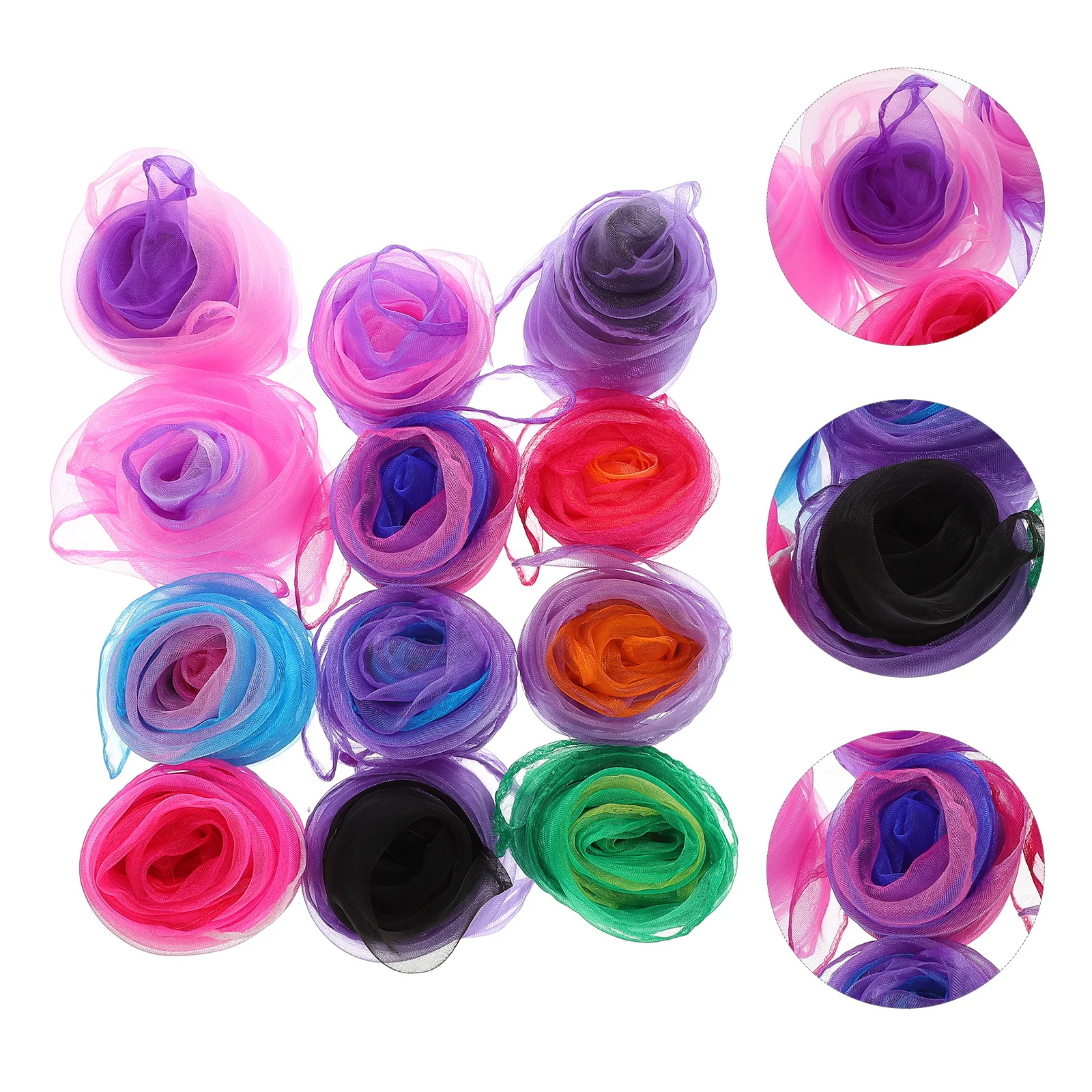 12Pcs Gradient Color Juggling Dance Scarves Premium Gauze Soft Comfortable for Kids Performance Stage Props Decoration