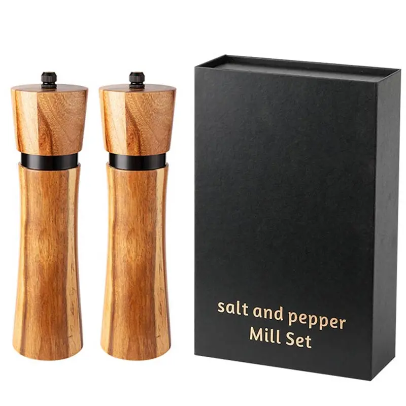 

Набор мельниц для перца с черным стальным кольцом, ручная мельница для перца из акации, многофункциональная бутылка для приправ, керамический сердечник, инструмент для барбекю, шейкер для специй