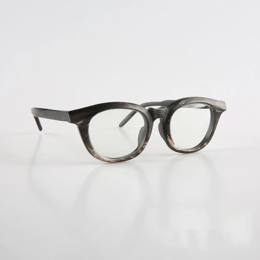 Men's Glasses Frames Retro Prescription Eyeglass Frames Cat Eye Handmade Black White Horn Unique Vintage Optical Lenses Eyewear
