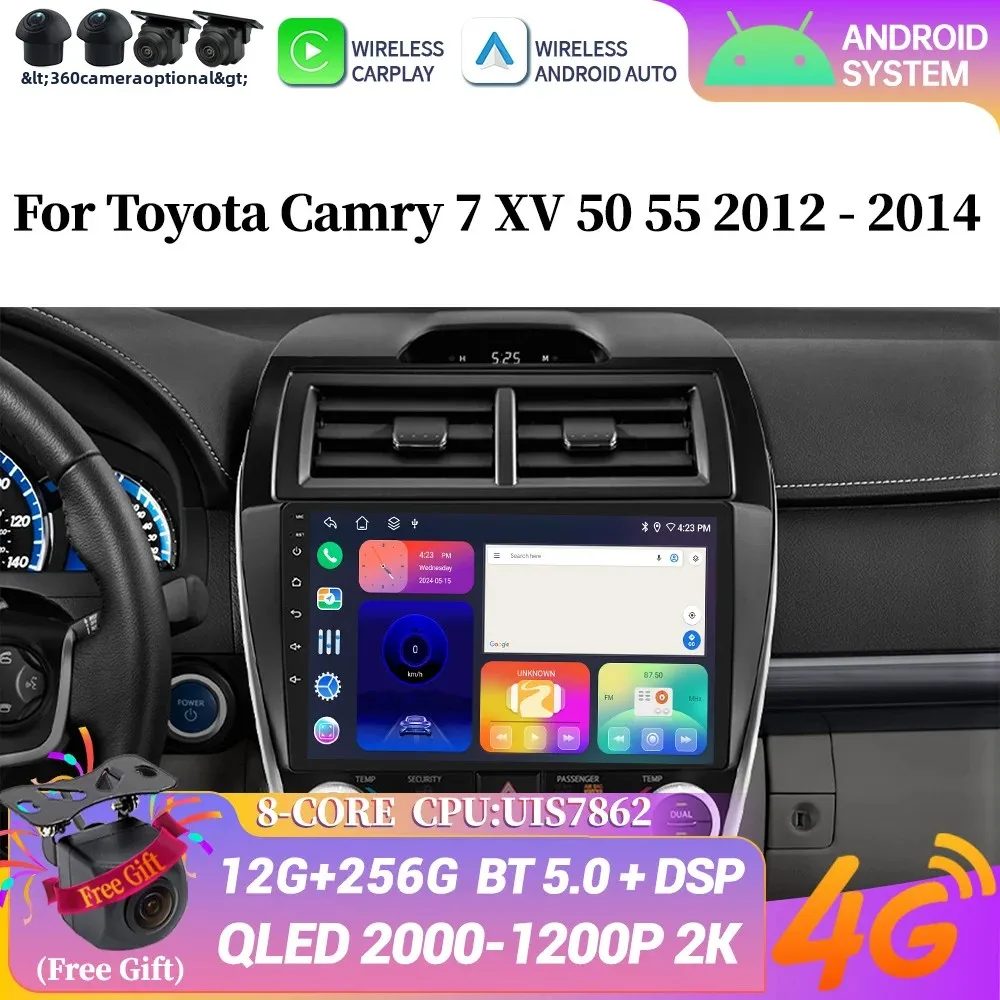

Android 14 For Toyota Camry 7 XV 50 55 2012-2014 Car Radio 4G Multimedia Navigation Wireless Bluetooth Carplay Head Unit Screen