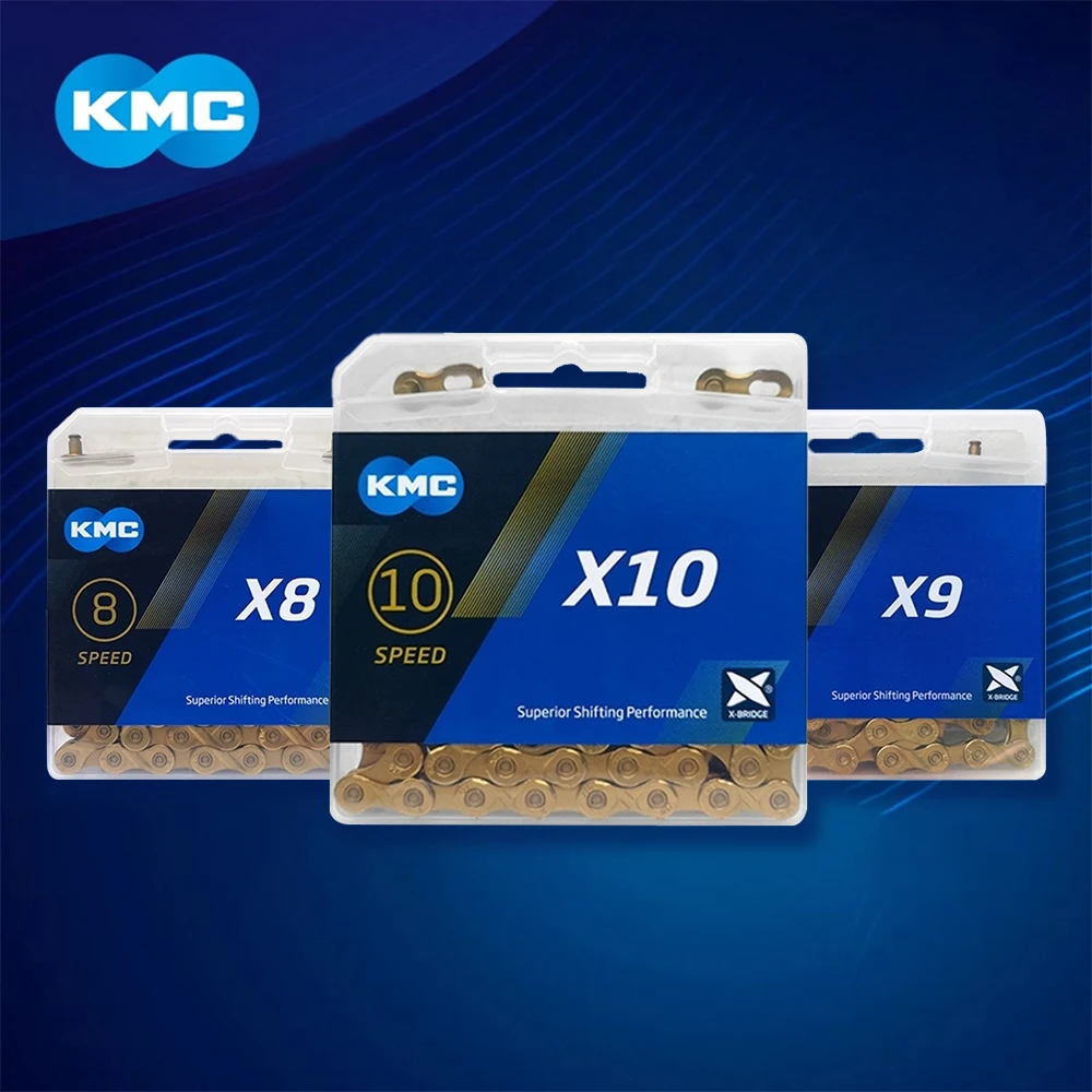 

KMC 8/9/10 Speed Gold Bike Chain, Universal MTB Road Bicycle Chain, Durable Anti-Rust Lightweight Cycling Accessories