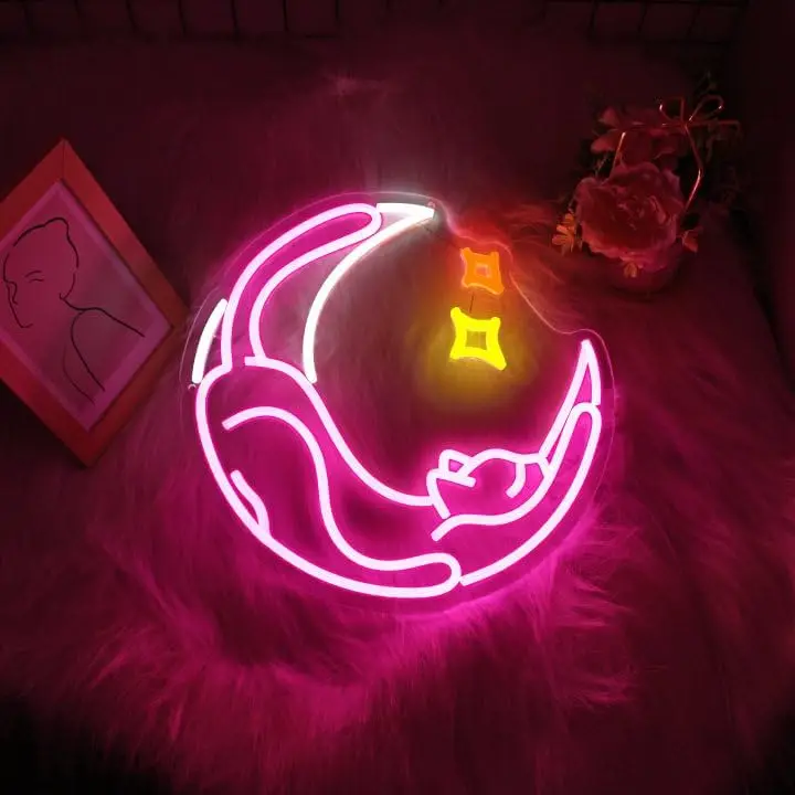 

Неоновая вывеска USB Pink Cat – мягкий светодиодный декор для стен, баров, детских комнат, спален, дома, в качестве подарка и для создания атмосферы, для друзей