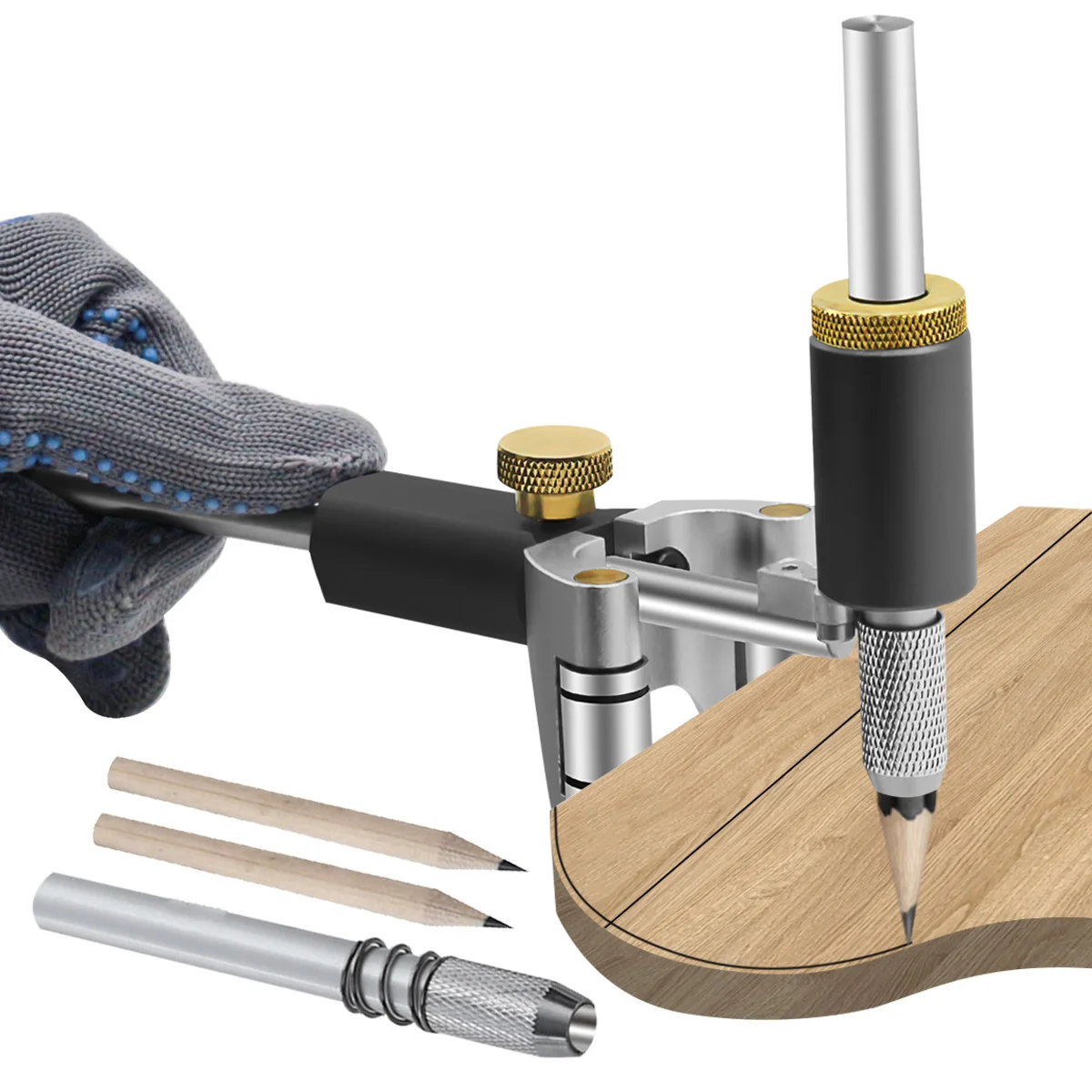 Multi functional metal bar marking tool, grinding wheel precision marking line arc dual-use device, solid