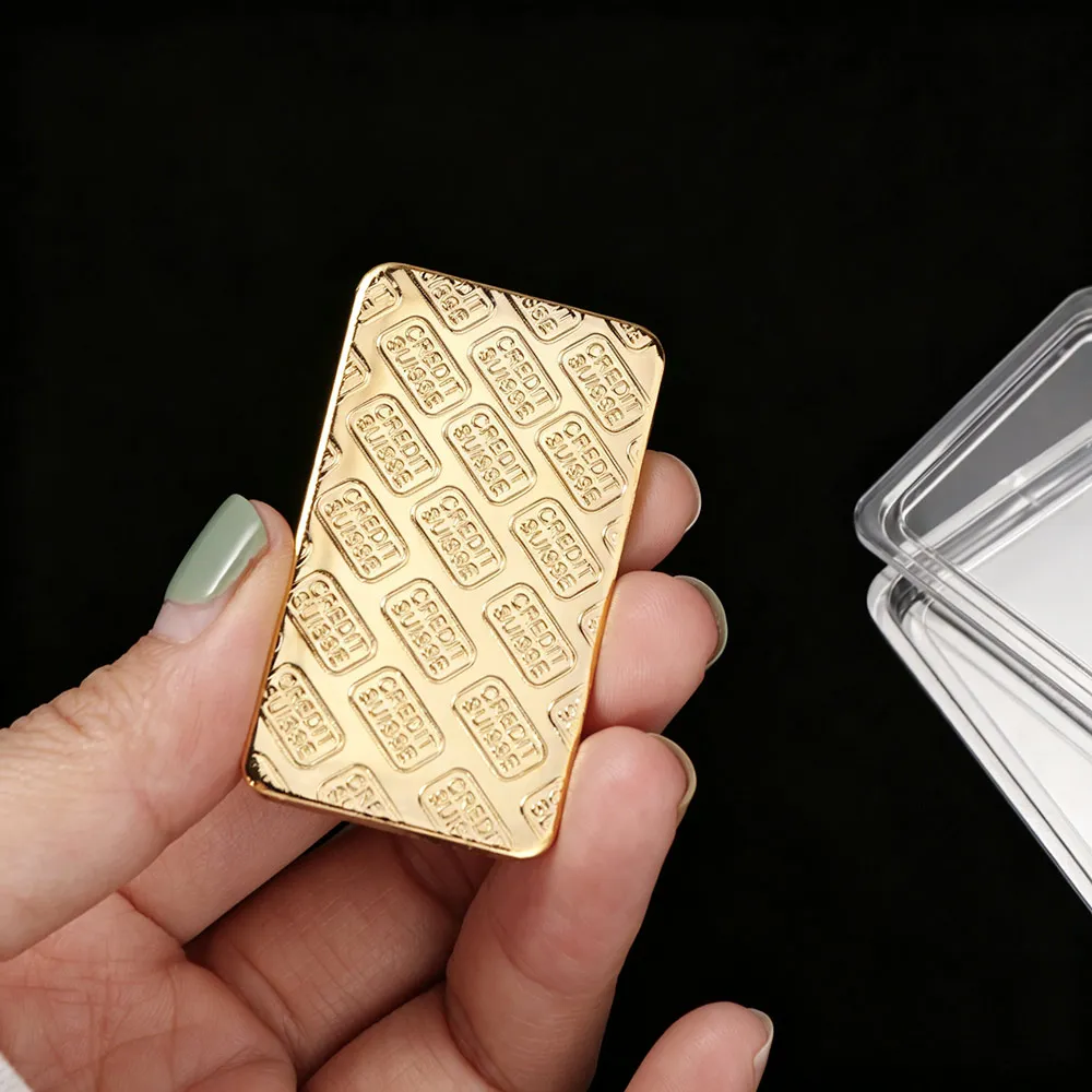 Decoration Coins Fine Gold Gold Plated Bullion Bar Modern Replica Suisse Gold bar Funny Commemorative Coin Gift