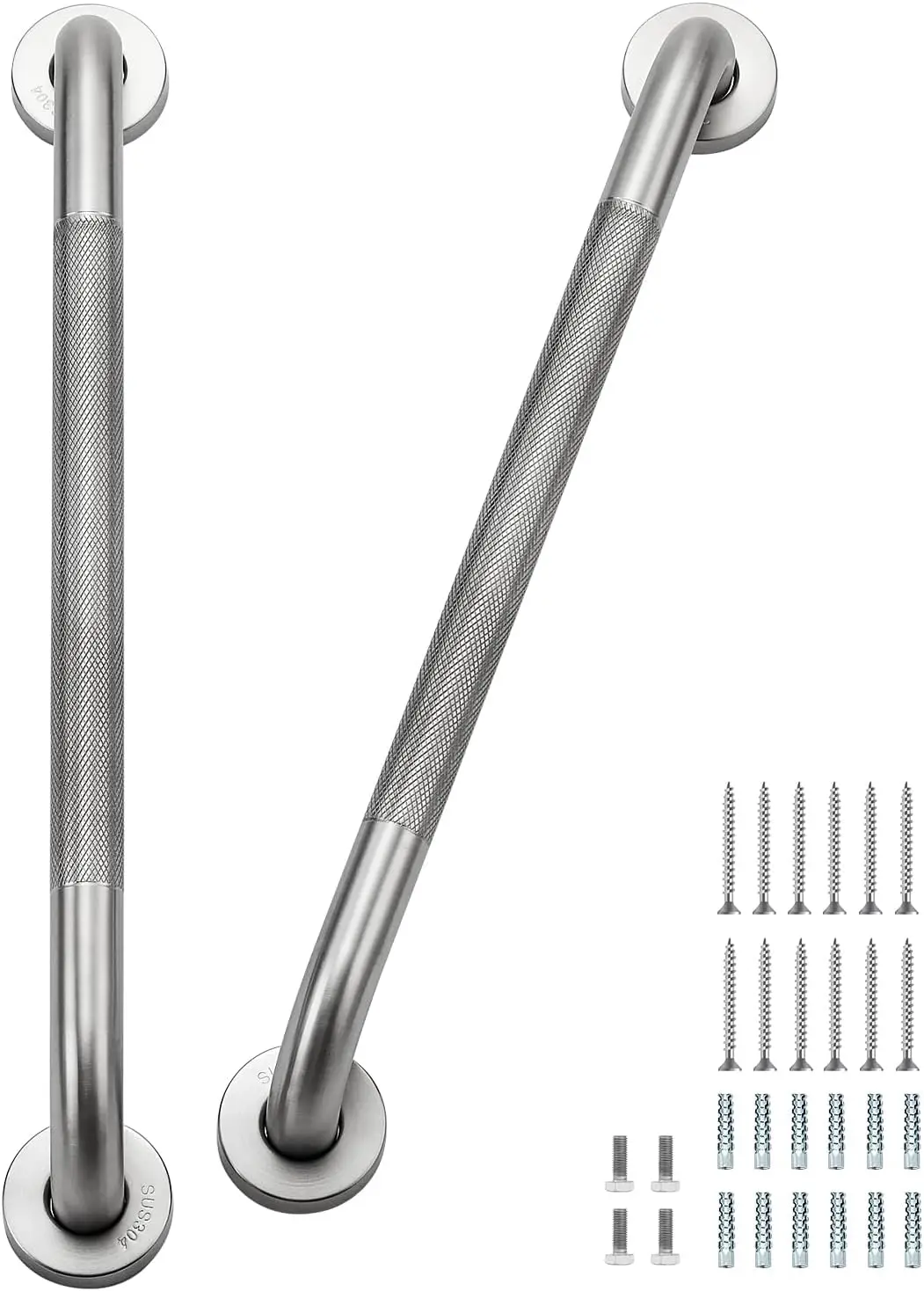 

2 Pack 18-Inch Anti-Slip Shower Grab Bars, Stainless Steel, Brushed Nickel, for Elderly & Handicap Safety