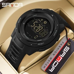 SANDA-Relojes de pulsera impermeables para hombre, pulsera con movimiento Digital japonés, modo de alarma para deportes al aire libre, contador de calorías y pasos, gran oferta, 2145