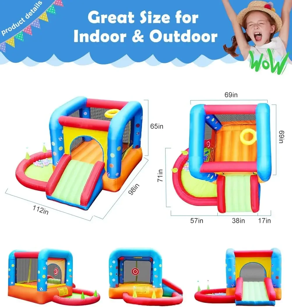 Step4Fun Inflatable Bounce House, Kids Castle Slide Bouncer for Children Jumping Outdoor and Indoor Party, Baby Backyard Water J view 5