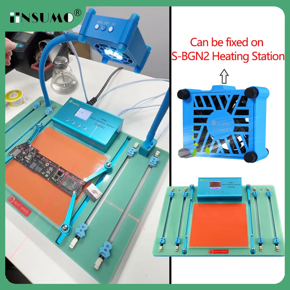 SoFix S-BGN2 Mini BGA Heating Station with S-FAN3 Smoke Exhaust Cooling Fan For Macbook Motherboard T2 Chip Heating Soldering