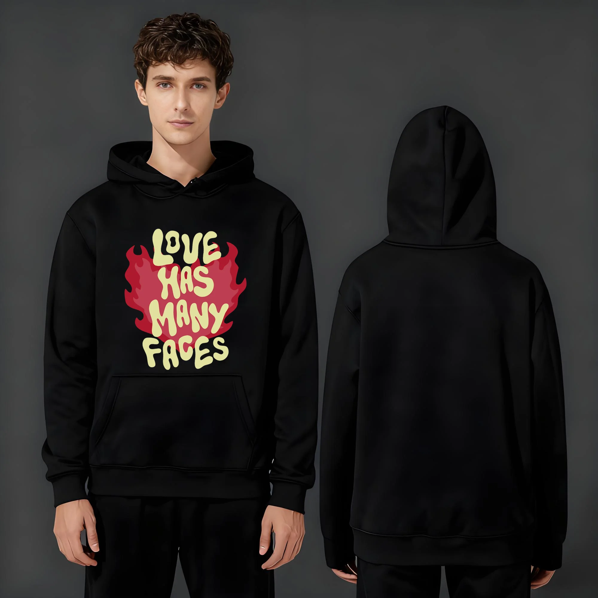 

Новейшая модная повседневная мужская и женская толстовка с капюшоном в тяжелом весе объемом 330 грамм с модными принтами пламени и букв. 2025 года.