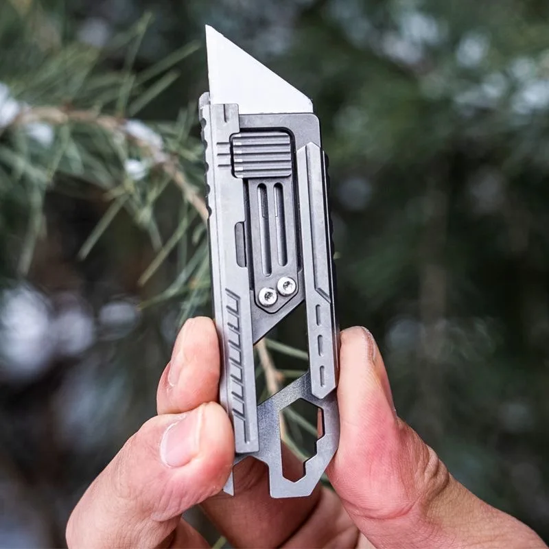 Titanium Utility Knife Replaceable SK5 Blade Multifunction Portable Wrench Crowbar Gadget Outdoor Campin Bottle Opener EDC Tool