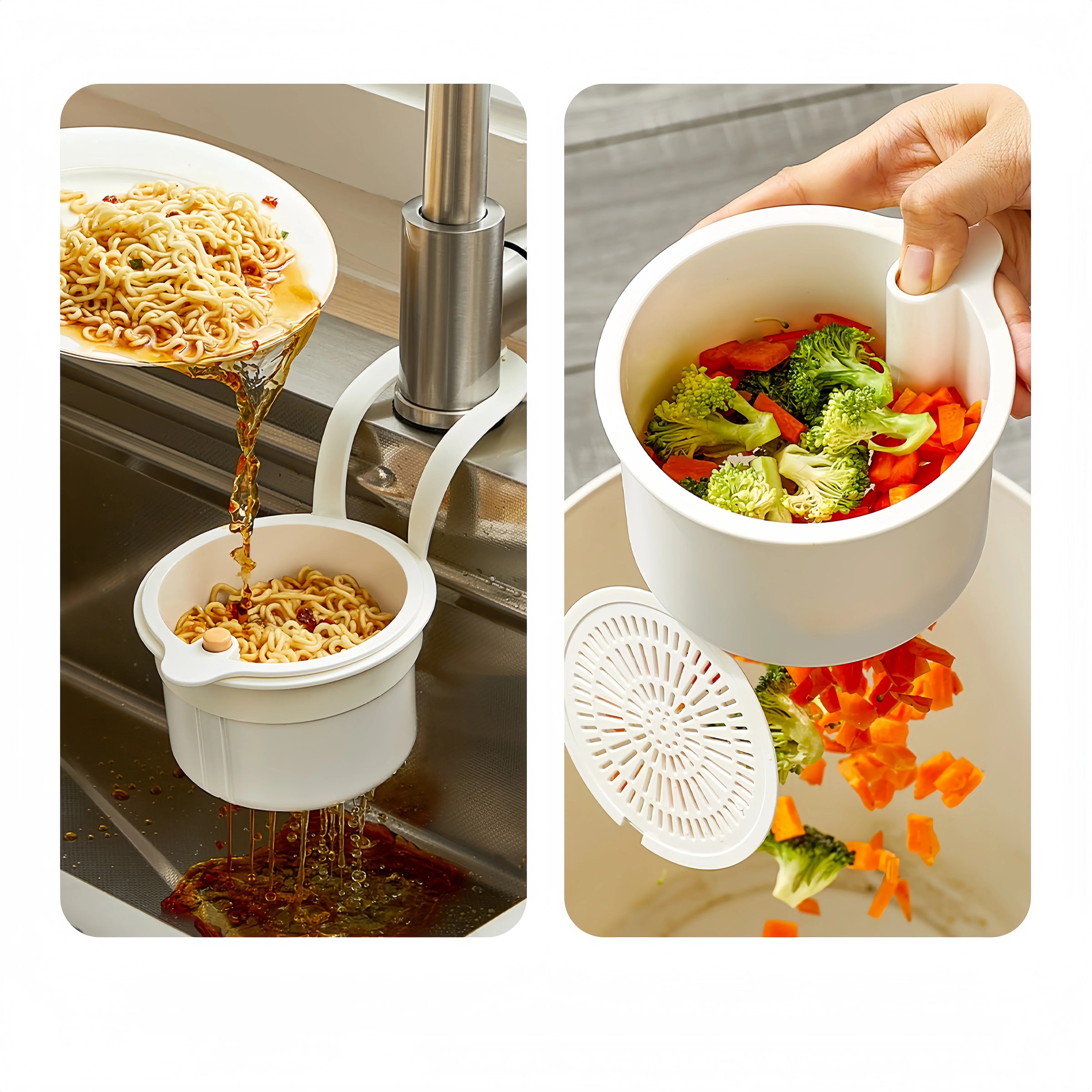 1pc Wall-mounted Sink Draining Basket, Household Detachable Kitchen Food Residue Filter, Daily Fruit Cleaning Water Basket